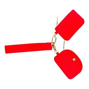 NWOT Red pouch set with wristlet strap